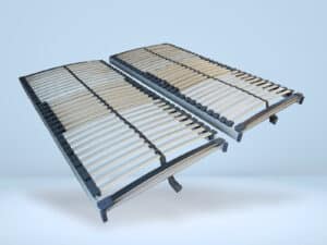 Zwei schwarze XXL Lattenroste mit Holzlatten und Metallrahmen, 2er-Set, für Doppelbetten