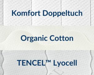 Matratzenbezug aus Komfort Doppeltuch, Organic Cotton und TENCEL™ Lyocell, in Weiß, für hohen Schlafkomfort.