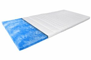 Gelschaumtopper in Blau mit weißem Bezug, ideal zur Verbesserung des Schlafkomforts.