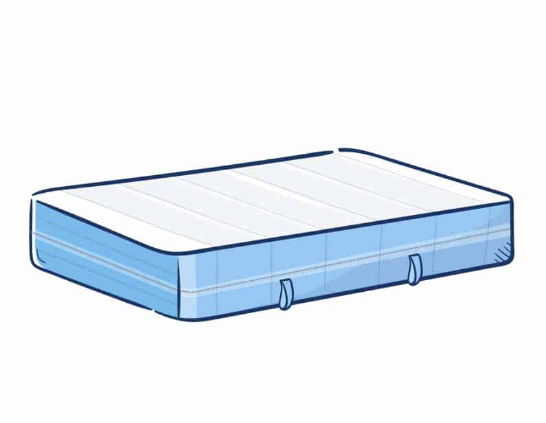 Illustration einer blauen Matratze mit weißer Oberfläche