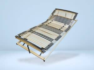 Hochwertiger Lattenrost mit verstellbarem Kopf- und Fußteil, Holzrahmen und elastischen Latten.