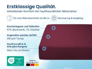 Spannbettlaken bordeaux Listingbild 3 - 40cm