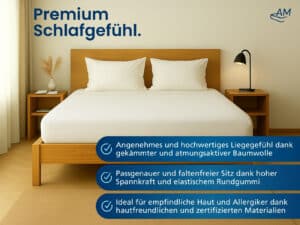Spannbettlaken weiß Listingbild 2 mit Logo
