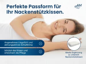 Weißer, passgenauer, atmungsaktiver und pflegeleichter Bezug für Nackenstützkissen