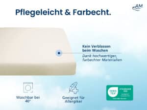 Naturfarbenes Spannbettlaken für Topper mit elastischen Ecken, waschbar 40°C, für Allergiker geeignet